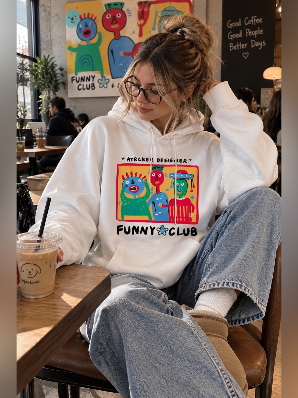 Unbranded Funny Club Graphic White Hoodie